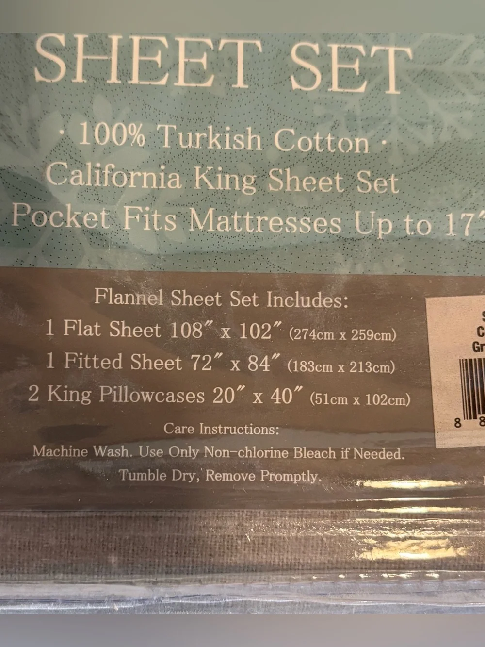 Heavyweight 100% Turkish Cotton Flannel Sheet Set Cali King Grey Polar Bear NWT